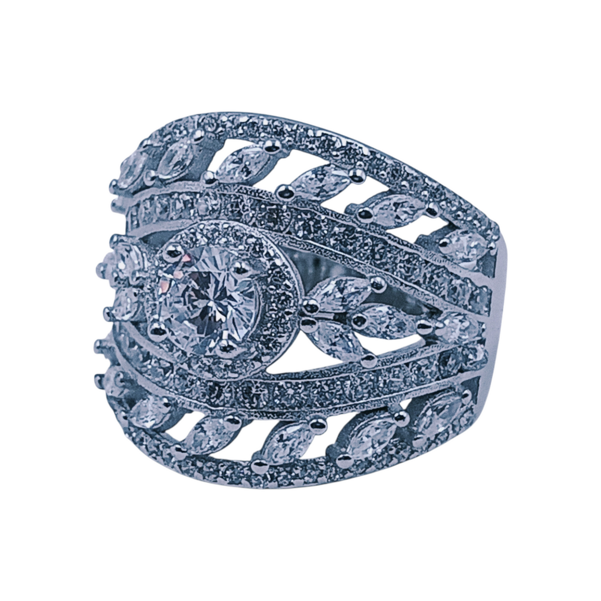 Silver Ladies Cocktail Ring